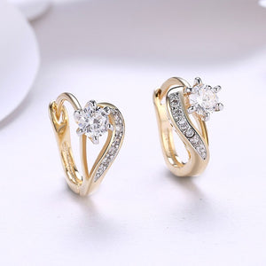 Austrian Crystal Heart Shaped Pav'e Set in 18K Gold - Golden NYC Jewelry