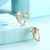 Swarovski Crystal Heart Shaped Pave Set in 18K Gold - Golden NYC Jewelry