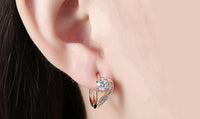 14K Gold Plating White Curved Harp Clip On Earrings