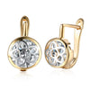 Floral Inprint Circular Leverback Earrings Set in 18K Gold - Golden NYC Jewelry