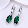 Emerald Oval Cut Earrings Set in 18K White Gold - Golden NYC Jewelry