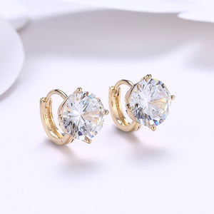 Austrian Crystal Huggies Set in 18K White Gold - Golden NYC Jewelry