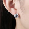 Austrian Crystal Huggies Set in 18K White Gold - Golden NYC Jewelry