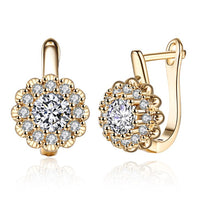 Swarovski Crystal Micro Pave Bursting Star Leverback Earrings Set in 18K Gold - Golden NYC Jewelry