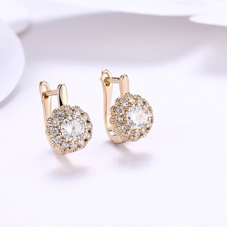 Swarovski Crystal Micro Pave Bursting Star Leverback Earrings Set in 18K Gold - Golden NYC Jewelry