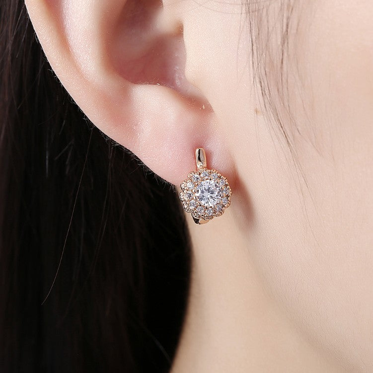 Swarovski Crystal Micro Pave Bursting Star Leverback Earrings Set in 18K Gold - Golden NYC Jewelry