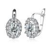 Swarovski Crystal Circular Leverback Earrings Set in 18K White Gold - Golden NYC Jewelry