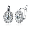 Austrian Crystal Circular Leverback Earrings Set in 18K White Gold - Golden NYC Jewelry