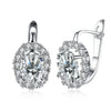 White Swarovski Elements Leverback Earrings in 18K White Gold