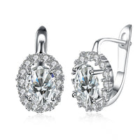 White Swarovski Elements Leverback Earrings in 18K White Gold