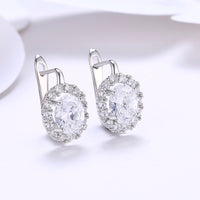 White Swarovski Elements Leverback Earrings in 18K White Gold