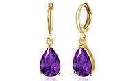 14K Gold Plating Sleek Elements Pear Cut Drop Earrings - 3 Options Available