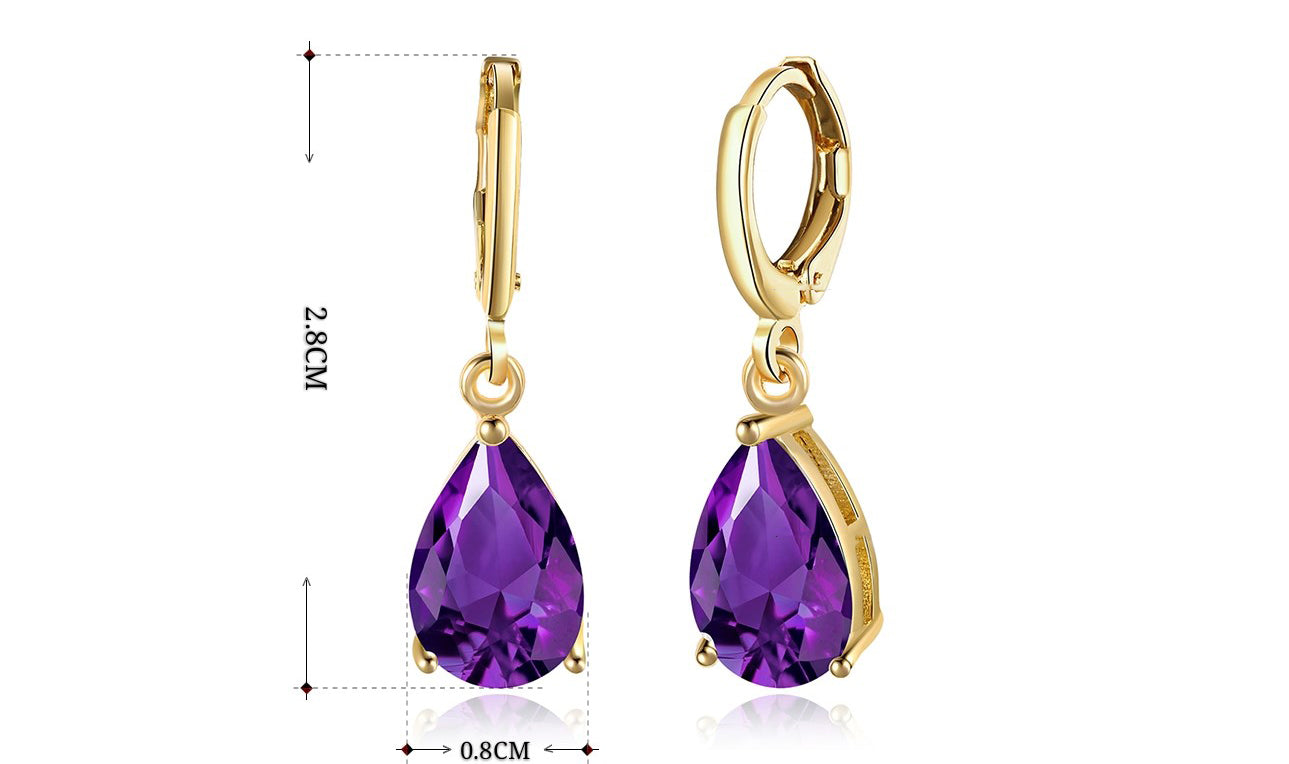 14K Gold Plating Sleek Elements Pear Cut Drop Earrings - 3 Options Available
