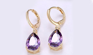 14K Gold Plating Sleek Elements Pear Cut Drop Earrings - 3 Options Available