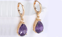 14K Gold Plating Sleek Elements Pear Cut Drop Earrings - 3 Options Available