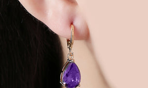 14K Gold Plating Sleek Elements Pear Cut Drop Earrings - 3 Options Available