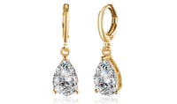 14K Gold Plating Sleek Elements Pear Cut Drop Earrings - 3 Options Available