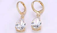 14K Gold Plating Sleek Elements Pear Cut Drop Earrings - 3 Options Available