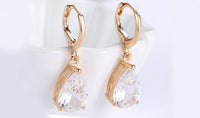14K Gold Plating Sleek Elements Pear Cut Drop Earrings - 3 Options Available