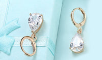 14K Gold Plating Sleek Elements Pear Cut Drop Earrings - 3 Options Available