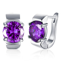 Purple Princess Cut Swarovski Elements in 18K White Gold