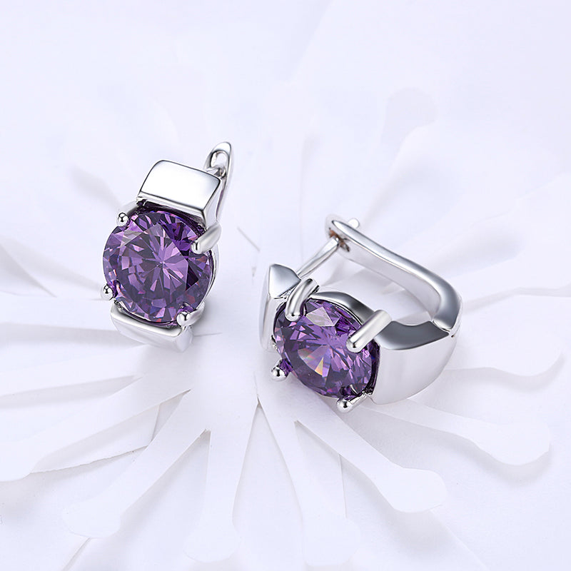 Purple Princess Cut Swarovski Elements in 18K White Gold