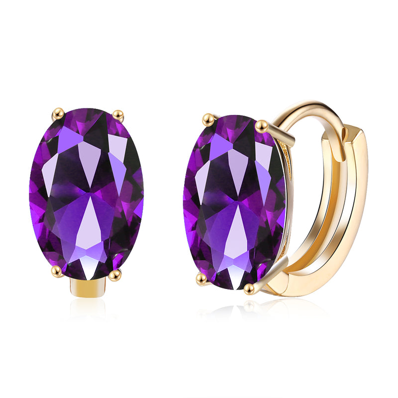 Oval Cut Purple Austrian Clip On in 14K Gold