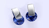 14K White Gold Plating Sleek Blue Austrian Elements Earrings