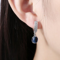 Simulated Micro-Pav'e Leverback Earrings Set in 18K White Gold - Golden NYC Jewelry