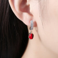 Simulated Micro-Pav'e Leverback Earrings Set in 18K White Gold - Golden NYC Jewelry