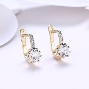 Simulated Star Shaped Micro Pav'e Leverback Earrings Set in 18K Gold - Golden NYC Jewelry