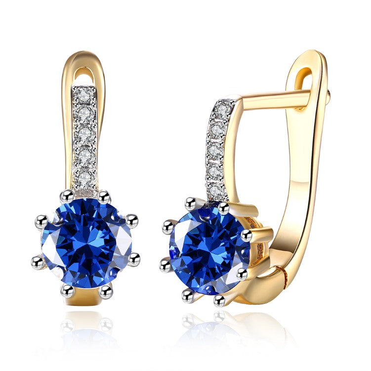 Simulated Star Shaped Micro Pav'e Leverback Earrings Set in 18K Gold - Golden NYC Jewelry
