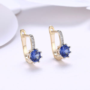 Simulated Star Shaped Micro Pav'e Leverback Earrings Set in 18K Gold - Golden NYC Jewelry