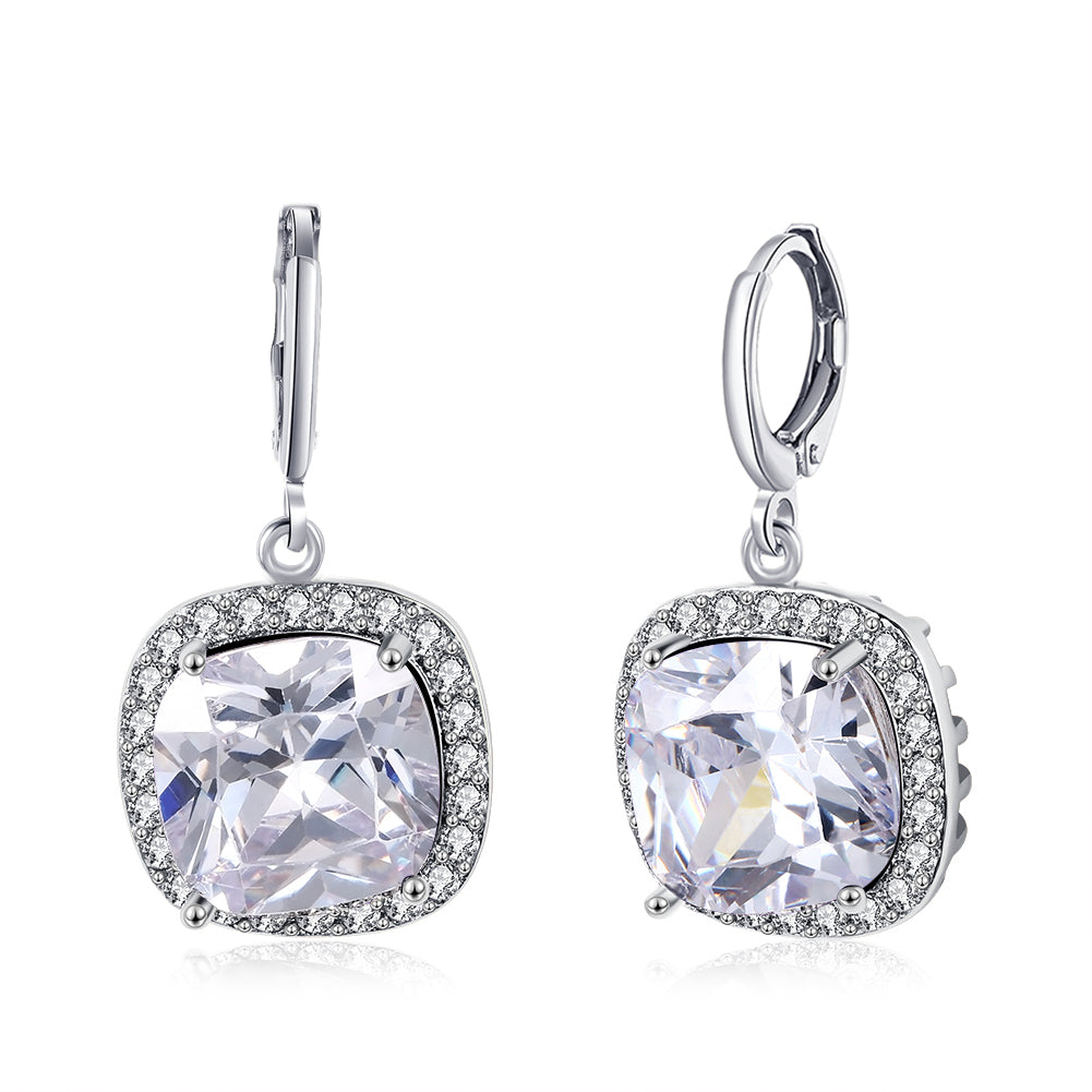 Halo Cut Pav'e Simulated Diamond Lever back Earrings Set in 18K White Gold, , Golden NYC Jewelry, Golden NYC Jewelry  jewelryjewelry deals, swarovski crystal jewelry, groupon jewelry,, jewelry for mom,