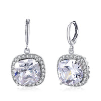 Halo Cut Pav'e Simulated Diamond Lever back Earrings Set in 18K White Gold, , Golden NYC Jewelry, Golden NYC Jewelry  jewelryjewelry deals, swarovski crystal jewelry, groupon jewelry,, jewelry for mom,