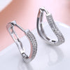 Austrian Crystal Infinity Design Hoop Earrings Set in 18K White Gold - Golden NYC Jewelry
