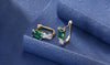 14K Gold Plating Emerald Cut Green Elements Twisted Pav'e Lever back Earrings