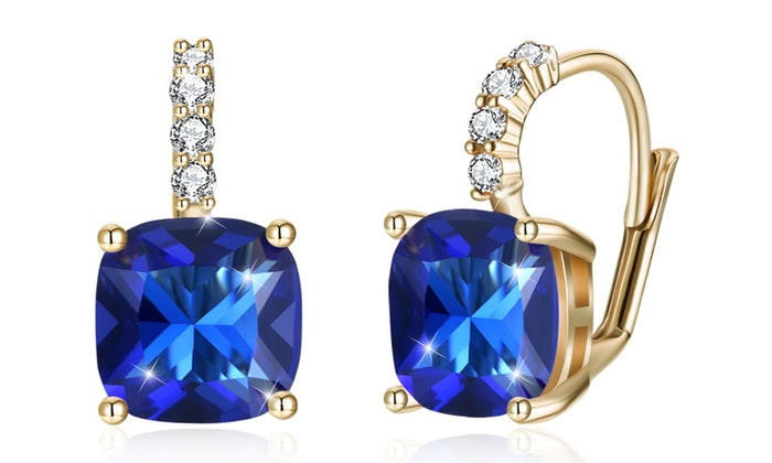 Asscher Cut Leverback Earrings Set in 18K Gold Plating Made with Swarovski Crystal, , Golden NYC Jewelry, Golden NYC Jewelry jewelryjewelry deals, swarovski crystal jewelry, groupon jewelry,, jewelry for mom,
