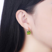 Green Asscher Cut Swarovski Pav'e Leverback in 14K Gold, Earring, Golden NYC Jewelry, Golden NYC Jewelry  jewelryjewelry deals, swarovski crystal jewelry, groupon jewelry,, jewelry for mom,