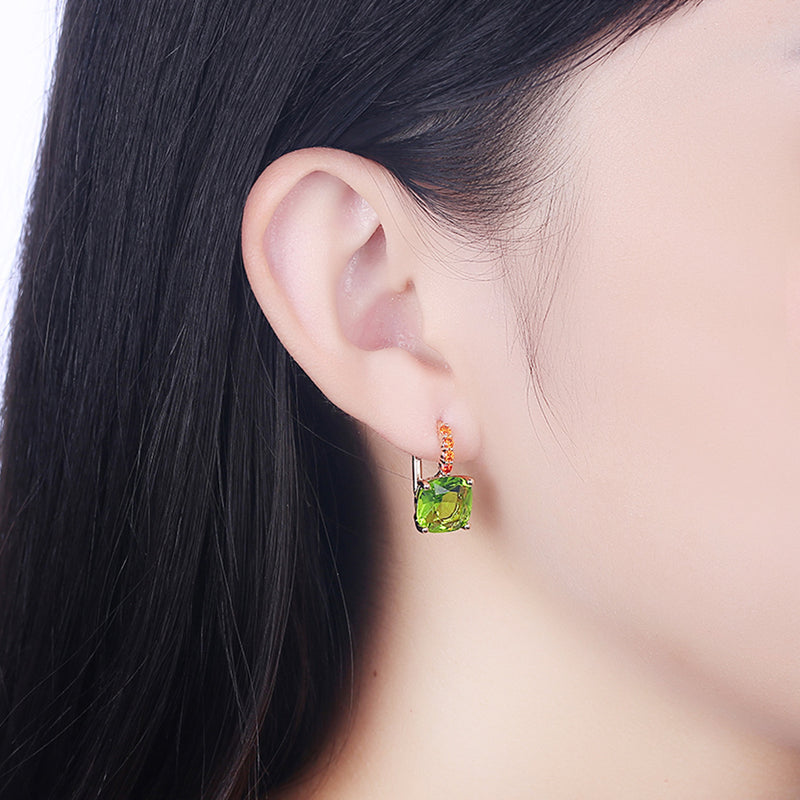 Green Asscher Cut Swarovski Pav'e Leverback in 14K Gold, Earring, Golden NYC Jewelry, Golden NYC Jewelry  jewelryjewelry deals, swarovski crystal jewelry, groupon jewelry,, jewelry for mom,