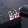 Pink Asscher Cut Austrian Pav'e Leverback in 14K Gold