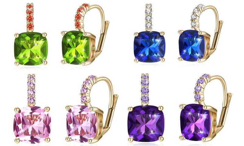 Asscher Cut Leverback Earrings Set in 18K Gold Plating Made with Swarovski Crystal, , Golden NYC Jewelry, Golden NYC Jewelry  jewelryjewelry deals, swarovski crystal jewelry, groupon jewelry,, jewelry for mom,