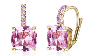 Asscher Cut Leverback Earrings Set in 18K Gold Plating Made with Swarovski Crystal, , Golden NYC Jewelry, Golden NYC Jewelry  jewelryjewelry deals, swarovski crystal jewelry, groupon jewelry,, jewelry for mom,