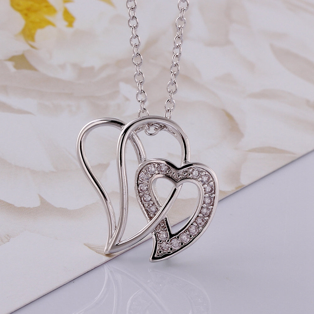 Duo Intertwined Hearts Swarovski Elements Necklace, Necklaces, Golden NYC Jewelry, Golden NYC Jewelry jewelryjewelry deals, swarovski crystal jewelry, groupon jewelry,, jewelry for mom, 