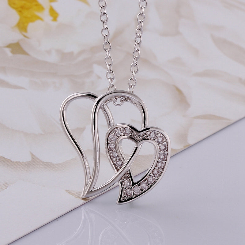 Duo Intertwined Hearts Swarovski Elements Necklace, Necklaces, Golden NYC Jewelry, Golden NYC Jewelry jewelryjewelry deals, swarovski crystal jewelry, groupon jewelry,, jewelry for mom, 