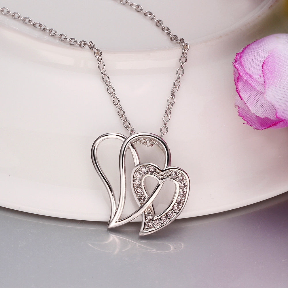 Duo Intertwined Hearts Swarovski Elements Necklace, Necklaces, Golden NYC Jewelry, Golden NYC Jewelry jewelryjewelry deals, swarovski crystal jewelry, groupon jewelry,, jewelry for mom, 