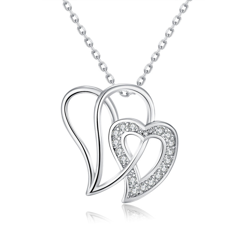 Duo Intertwined Hearts Swarovski Elements Necklace, Necklaces, Golden NYC Jewelry, Golden NYC Jewelry jewelryjewelry deals, swarovski crystal jewelry, groupon jewelry,, jewelry for mom, 