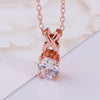 Single Solitaire Austrian Infinite Drop Necklace in 14K Rose Gold