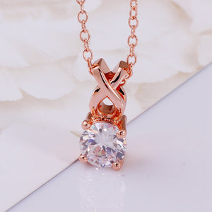 Single Solitaire Austrian Infinite Drop Necklace in 14K Rose Gold