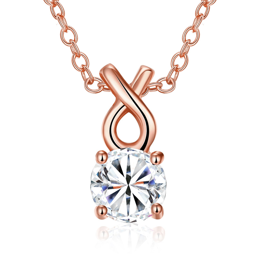 Single Solitaire Austrian Infinite Drop Necklace in 14K Rose Gold